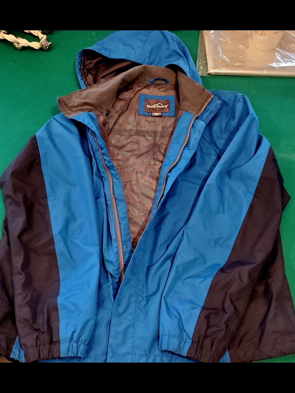 Eddie Bauer - WEATHEREDGE Blue and Black Hooded Windbreaker Size XXL